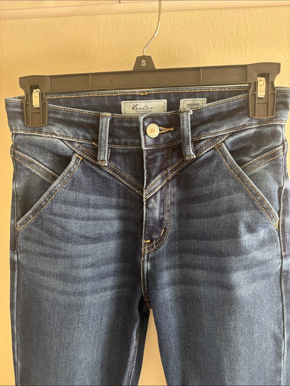 KanCan Women’s 25 Dark Blue High-Rise Flare - Picture 3 of 5
